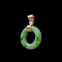 Image 2 of 10K Mini Donut Pendant Strong Green Marbled Jade