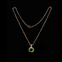 Image 4 of 10K Mini Donut Pendant Dark Green Marbled Jade