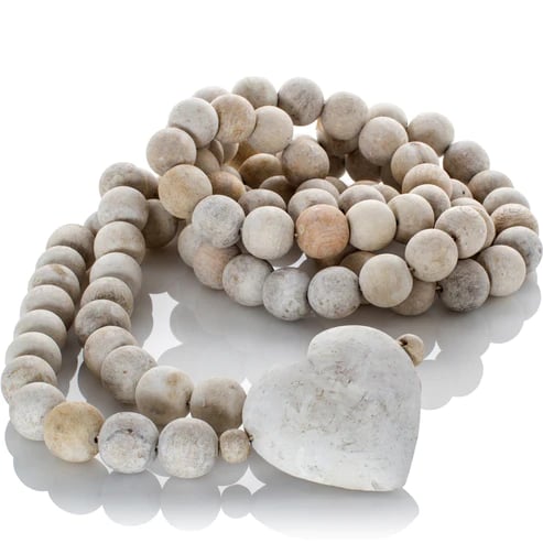 Image of Oversized Wood Prayer Beads with Heart