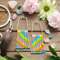 Image 1 of Pastel Striped Fringe Earrings