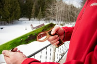 Image 2 of Slingshot Pistol Rifle, Laser Sights, Spectraply Wood, Left or Right Handed Shooter, Wooden Catapult