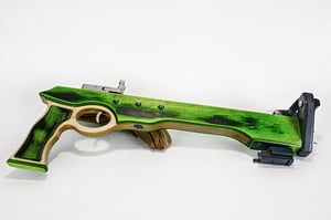Image of Slingshot Pistol Rifle, Laser Sights, Spectraply Wood, Left or Right Handed Shooter, Wooden Catapult