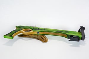 Image of Slingshot Pistol Rifle, Laser Sights, Spectraply Wood, Left or Right Handed Shooter, Wooden Catapult