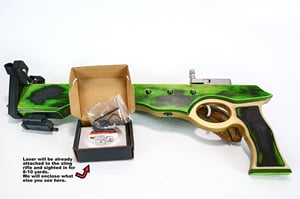 Image of Slingshot Pistol Rifle, Laser Sights, Spectraply Wood, Left or Right Handed Shooter, Wooden Catapult