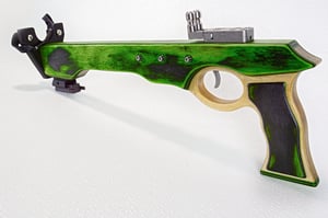 Image of Slingshot Pistol Rifle, Laser Sights, Spectraply Wood, Left or Right Handed Shooter, Wooden Catapult