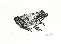 Image 2 of Wood Frog Linocut 4" x 5"