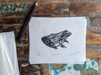 Image 4 of Wood Frog Linocut 4" x 5"