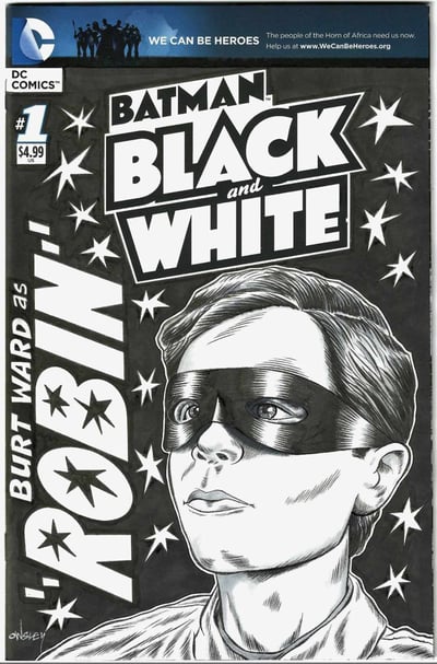Image of BURT WARD as "ROBIN"! BATMAN BLACK and WHITE #1 SKETCH COVER ORIGINAL ART!