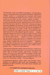 Image 2 of Witchcraft in the Southwest: Spanish and Indian Supernaturalism on the Rio Grande by Marc Simmons