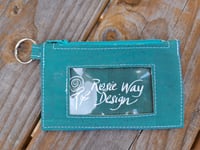 Image 1 of Turquoise Minimalist Cork Zipper ID Wallet