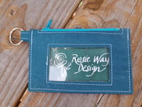 Image 1 of Teal  Cork Minimalist Zipper ID Wallet