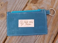 Image 2 of Teal  Cork Minimalist Zipper ID Wallet