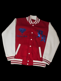 Image 1 of Red + Blue Varsity Jacket 