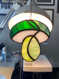 Image 4 of Stained Glass Mushroom – Green / Iridescent (Large)