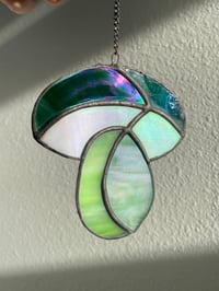 Image 1 of Stained Glass Mushroom – Green / Iridescent (Large)