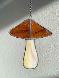 Image 3 of Stained Glass Mushroom – Brown / Iridescent (Small)