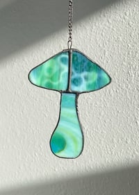 Image 1 of Stained Glass Mushroom – Teal (Small)