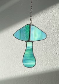 Image 2 of Stained Glass Mushroom – Teal (Small)