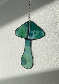 Image 3 of Stained Glass Mushroom – Teal (Small)