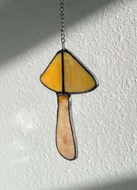 Image 3 of Stained Glass Mushroom – Caramel / Iridescent (Small)