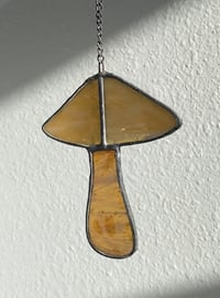 Image 4 of Stained Glass Mushroom – Caramel / Iridescent (Small)