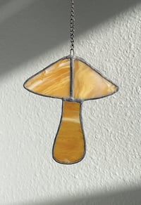 Image 1 of Stained Glass Mushroom – Caramel / Iridescent (Small)