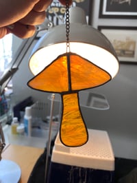 Image 5 of Stained Glass Mushroom – Caramel / Iridescent (Small)