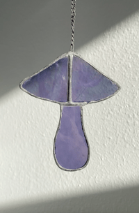 Image 4 of Stained Glass Mushroom – Purple / Iridescent (Small)