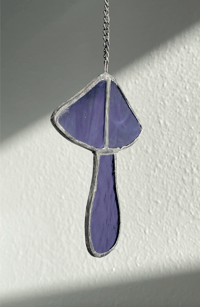 Image 2 of Stained Glass Mushroom – Purple / Iridescent (Small)