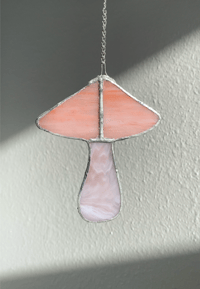 Image 2 of Stained Glass Mushroom – Pink / Iridescent (Small)