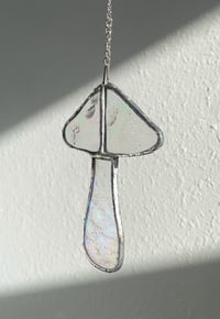 Image 2 of Stained Glass Mushroom – Clear / Iridescent (Small)