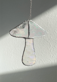 Image 1 of Stained Glass Mushroom – Clear / Iridescent (Small)