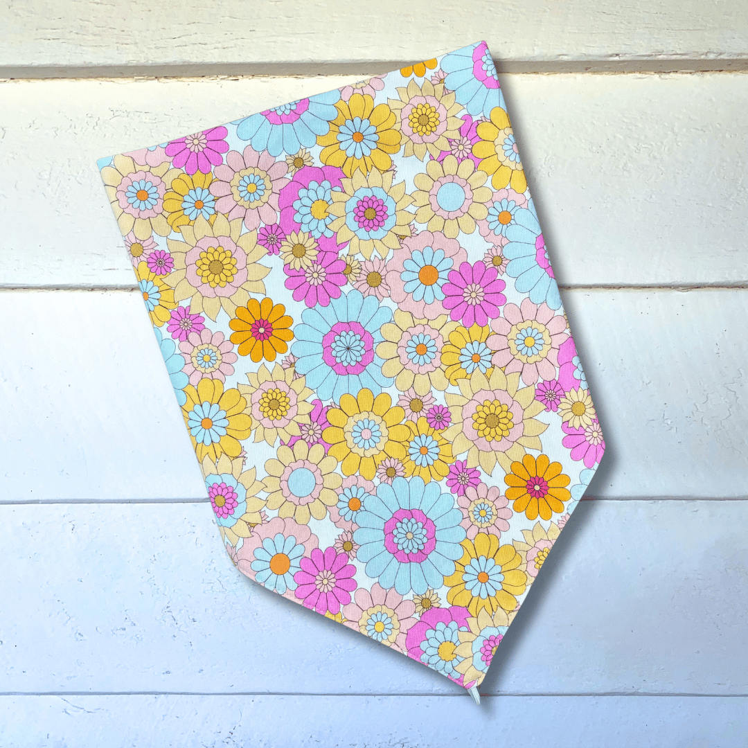 Image of Pink + Yellow 70s Floral Scarf