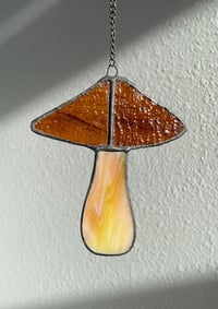 Image 1 of Stained Glass Mushroom – Brown / Iridescent (Small)