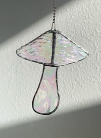 Image 1 of Stained Glass Mushroom – Clear / Iridescent / Wavy (Small)