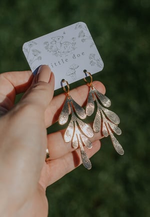 Image of Oversized Brass Leaf Earrings