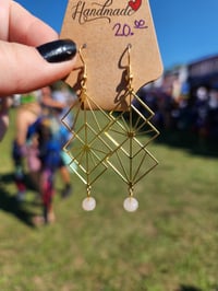 Image 2 of Geometric Rose Quartz Earrings 