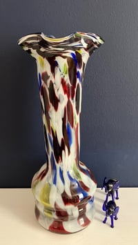Image 1 of Multicoloured Murano Glass Vase with Fluted Top