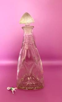 Image 1 of Triangular Art Deco Style Pressed Glass Decanter