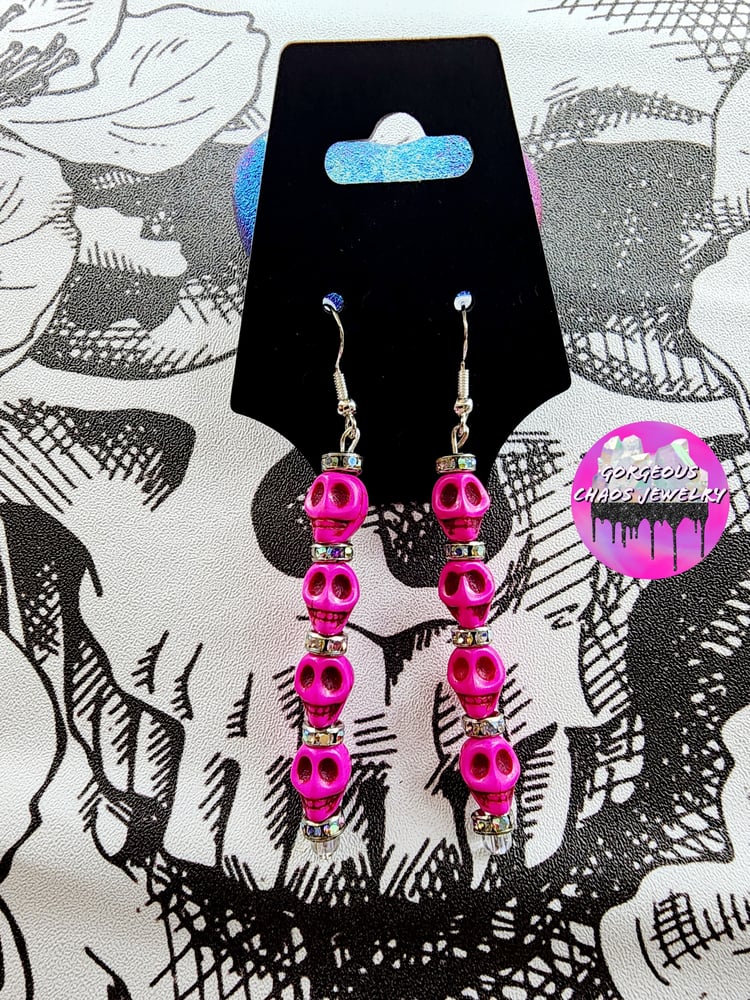 Image of Pink Skulls Iridescent Rhinestones 