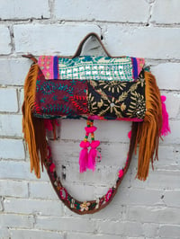 Image 6 of Mini city leather strap bag-EMBROIDERED fabric used  