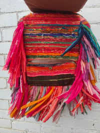 Image 2 of 5-Frill sari Bohemian Back Pack with leather straps