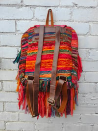 Image 5 of 5-Frill sari Bohemian Back Pack with leather straps