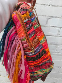 Image 9 of 5-Frill sari Bohemian Back Pack with leather straps