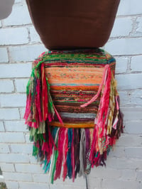 Image 4 of 6-Frill sari Bohemian Back Pack with leather straps