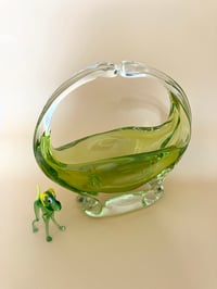 Image 2 of Lime Green Sommerso Basket Vase