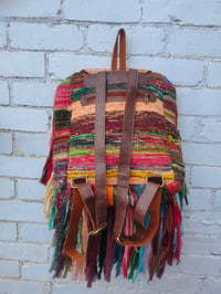 Image 7 of 6-Frill sari Bohemian Back Pack with leather straps