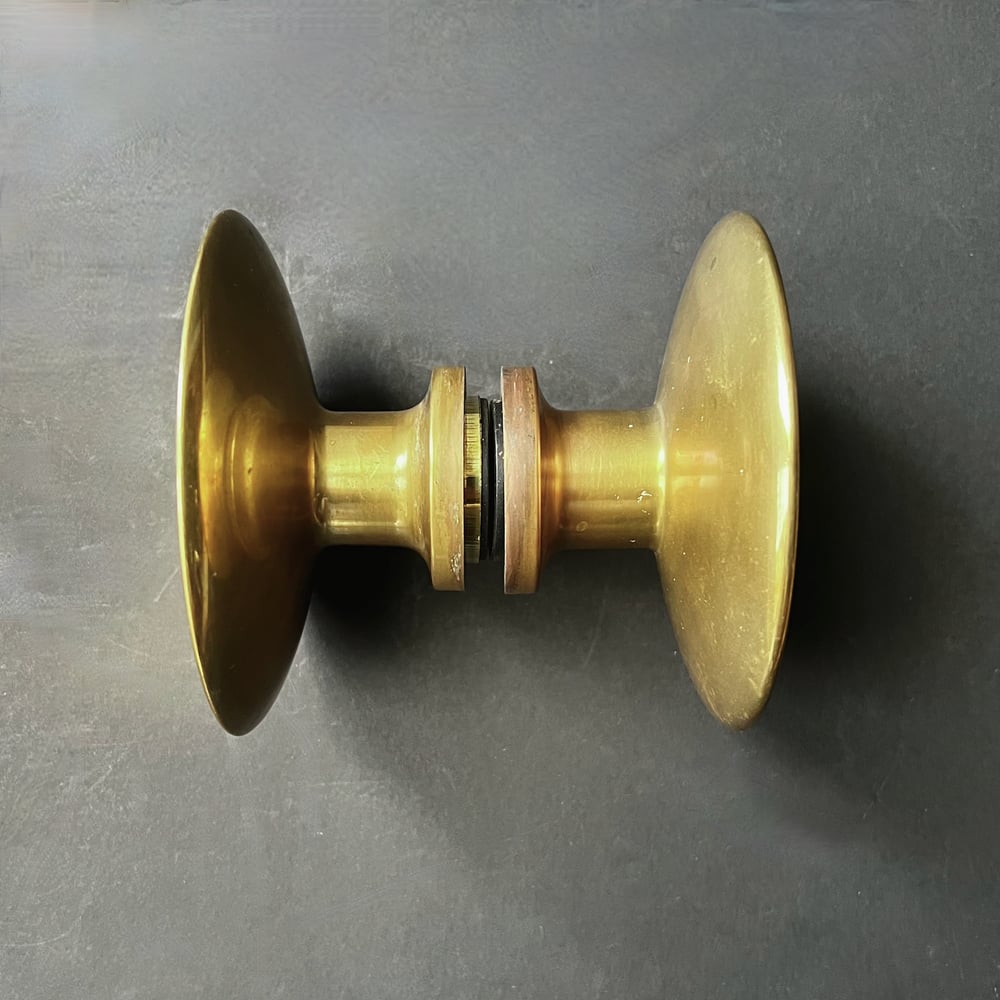 Image of Set of Circular Push-Pull Door Handles in Bronze, Mid-20th Century, France