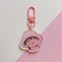 Image 1 of fluffy hat hobi keychain