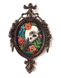 Image 1 of Crow Skull oval frame
